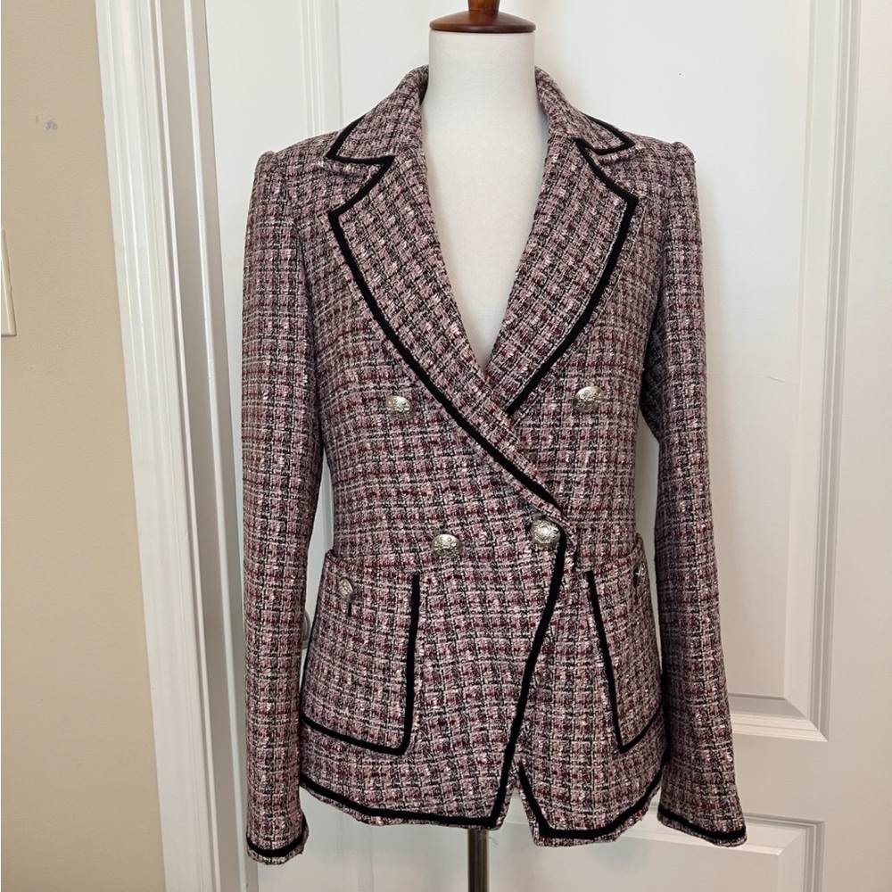 Veronica Beard Pink and Black Tweed Blazer